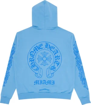 Chrome Hearts Miami Exclusive Horseshoe Hoodie Baby Blue Back