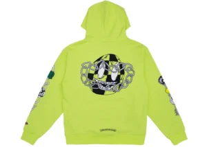 chrome hearts hoodie lime green back side image