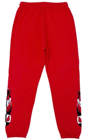 red chrome hearts sweatpants back side image