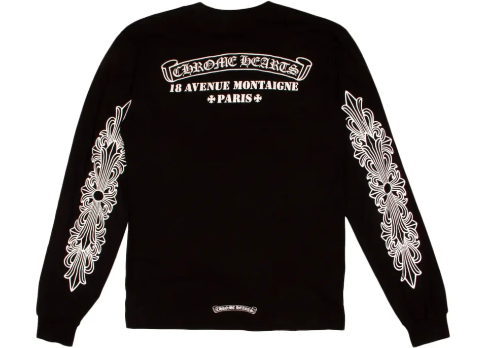 Chrome Hearts Paris Ave Scroll Logo Pocket Crew Tee Black - back