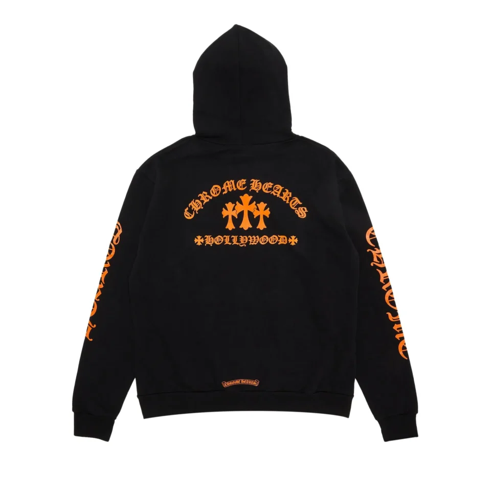 Chrome Hearts Triple Cross Black and Orange Hoodie - back