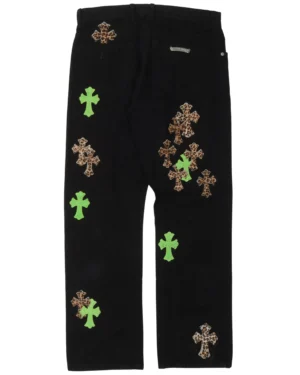 Chrome Hearts Black Leopard Cross Patch Jeans - back