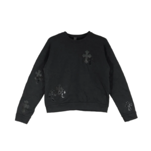 Chrome Hearts Black Patent Leather Cross Sweatshirt - front