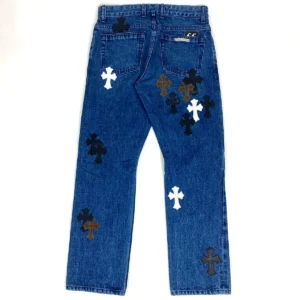 Chrome Hearts Blue Denim Jeans Fleur Knee - back