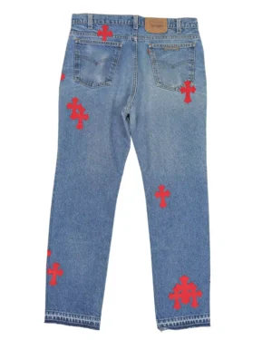 Chrome Hearts Levi's Red Cross Patch Blue Denim Jeans - back (1)