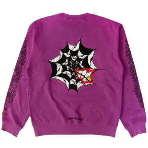 Chrome Hearts Matty Boy Spider Web Crewneck Purple Sweatshirt - back