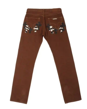 Chrome Hearts NYFW Exclusive Zebra Cross Patch Brown Jeans - back