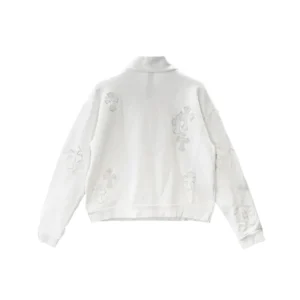 Chrome Hearts Patent Leather Cross Half Zip Up White Sweatshirt - back