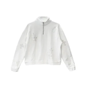 Chrome Hearts Patent Leather Cross Half Zip Up Sweatshirt - front