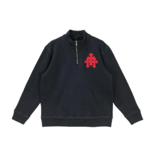 Chrome Hearts Triple Cross Quarter Zip 'Navy/Red' - front