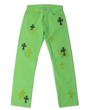 Chrome Hearts Sex Records Green Cross Jeans - front