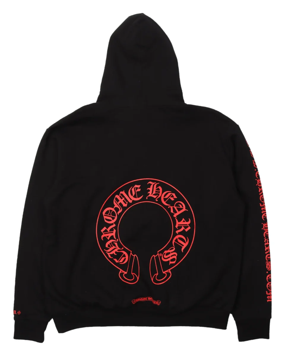 Chrome Hearts Web Exclusive Horseshoe Logo Black and Red Hoodie - back