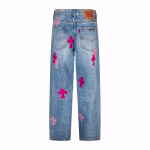 Chrome Hearts Pink Cross Logo Jeans