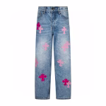 Chrome Hearts Pink Cross Logo Jeans