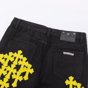 Chrome Hearts Distressed Yellow Jeans