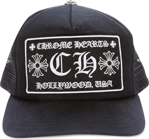 Chrome Hearts CH Hollywood Trucker Hat Black - front