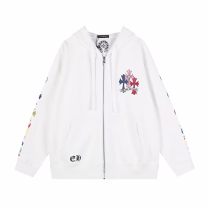 Chrome Hearts Multi Color Cross Cemetery Hoodie White
