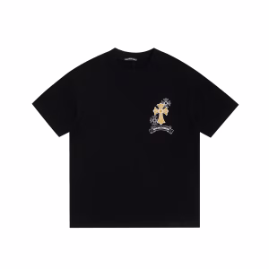 Chrome Hearts Black Gold Floral Cross Logo Tee