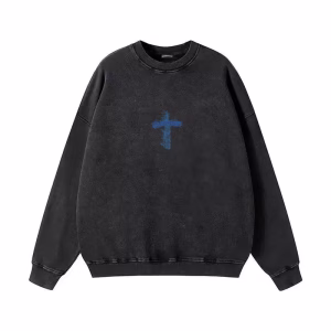 Chrome Hearts Blue Flaming Cross Long Sleeve Black