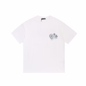 Chrome Hearts White Ice Blue Crystal Cross Tee