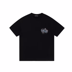 Chrome Hearts Black Blue Crystal Cross Logo Tee