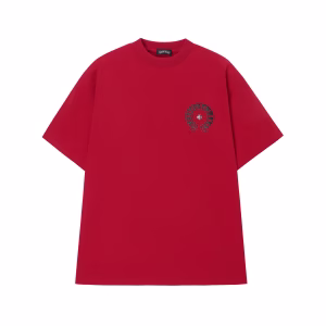 Chrome Hearts Red Horseshoe Cross Logo T-Shirt Red