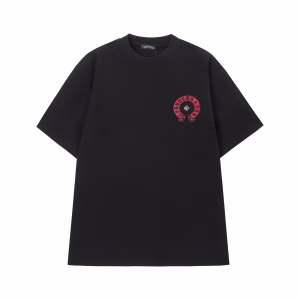 Chrome Hearts Red Horseshoe Cross Logo T-Shirt Black
