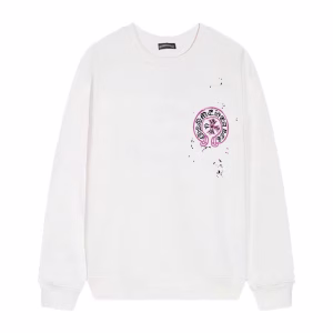 Chrome Hearts Pink Horseshoe Cross Long Sleeve White