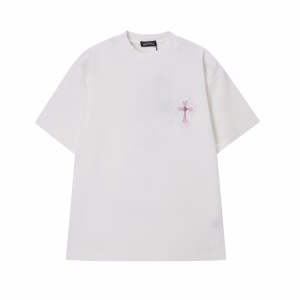 Chrome Hearts White Pink Gothic Cross T-Shirt