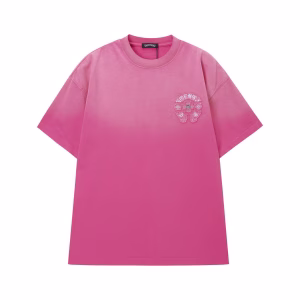 Chrome Hearts Pink Gothic Cross Logo T-Shirt