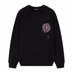 Chrome Hearts Pink Horseshoe Cross Long Sleeve Black