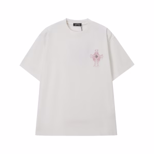 Chrome Hearts White Pink Cross Embroidered T-Shirt