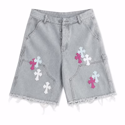 Chrome Hearts Multi Cross Patch Denim Shorts