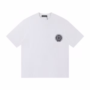 Chrome Hearts Horseshoe Floral Cross Graphic White T-Shirt