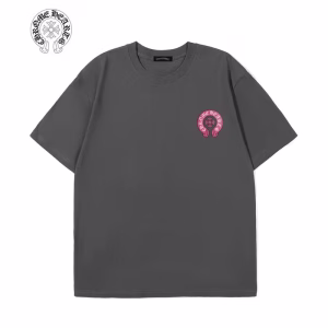 Chrome Hearts Grey Pink Horseshoe Graphic Tee