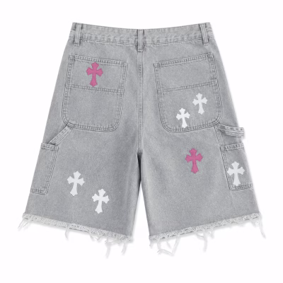 Chrome Hearts Multi Cross Patch Denim Shorts