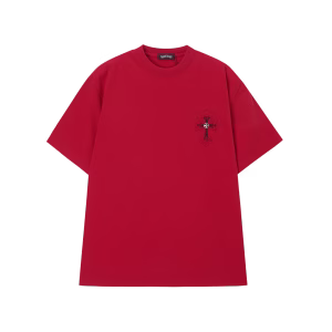 Chrome Hearts Red Gothic Cross Patch T-Shirt