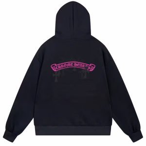 Chrome Hearts Pink Cemetery Cross Hoodie Black