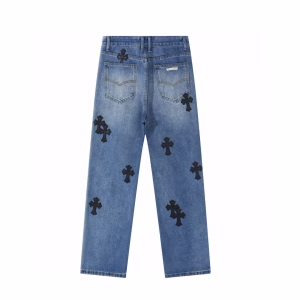 Chrome Hearts Black Cross Patch Blue Jeans