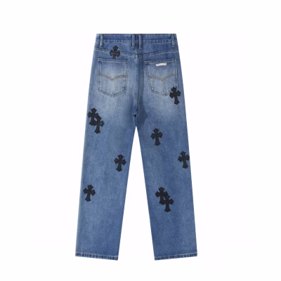 Chrome Hearts Black Cross Patch Blue Jeans