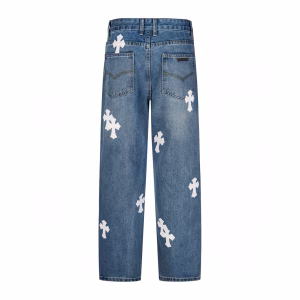 Chrome Hearts White Cross Patch Blue Jeans