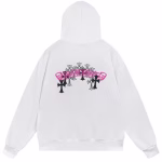 Chrome Hearts Pink Cemetery Cross Hoodie White