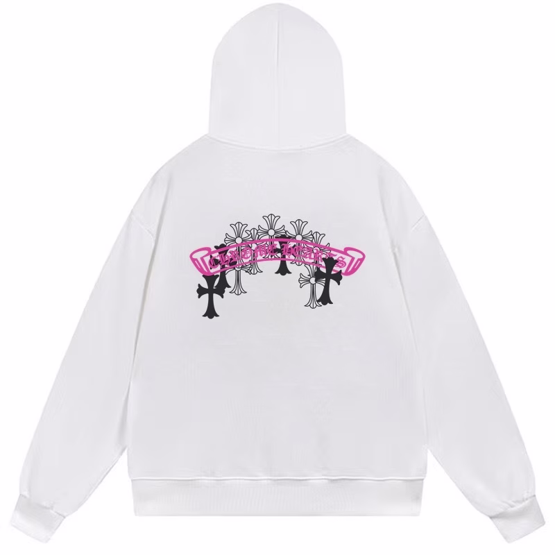 2c60ad99 Chrome Hearts Pink Cemetery Cross Hoodie White
