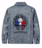 Chrome Hearts Triple Cross Logo Blue Denim Jacket