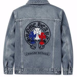 Chrome Hearts Triple Cross Logo Blue Denim Jacket