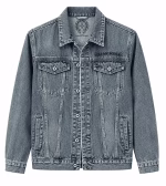 Chrome Hearts Triple Cross Logo Blue Denim Jacket