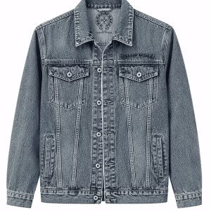 Chrome Hearts Triple Cross Logo Blue Denim Jacket