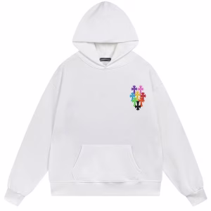 Chrome Hearts Multi Color Cross Graphic White Hoodie