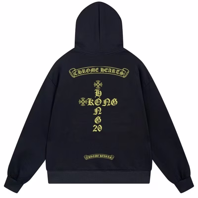 Chrome Hearts Yellow Gothic Logo Hoodie Black