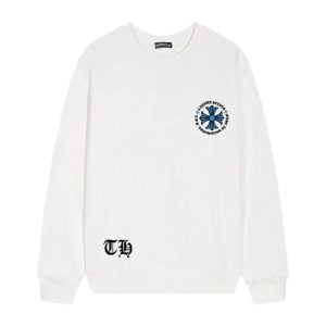 Chrome Hearts Blue Cross Long Sleeve Shirt White